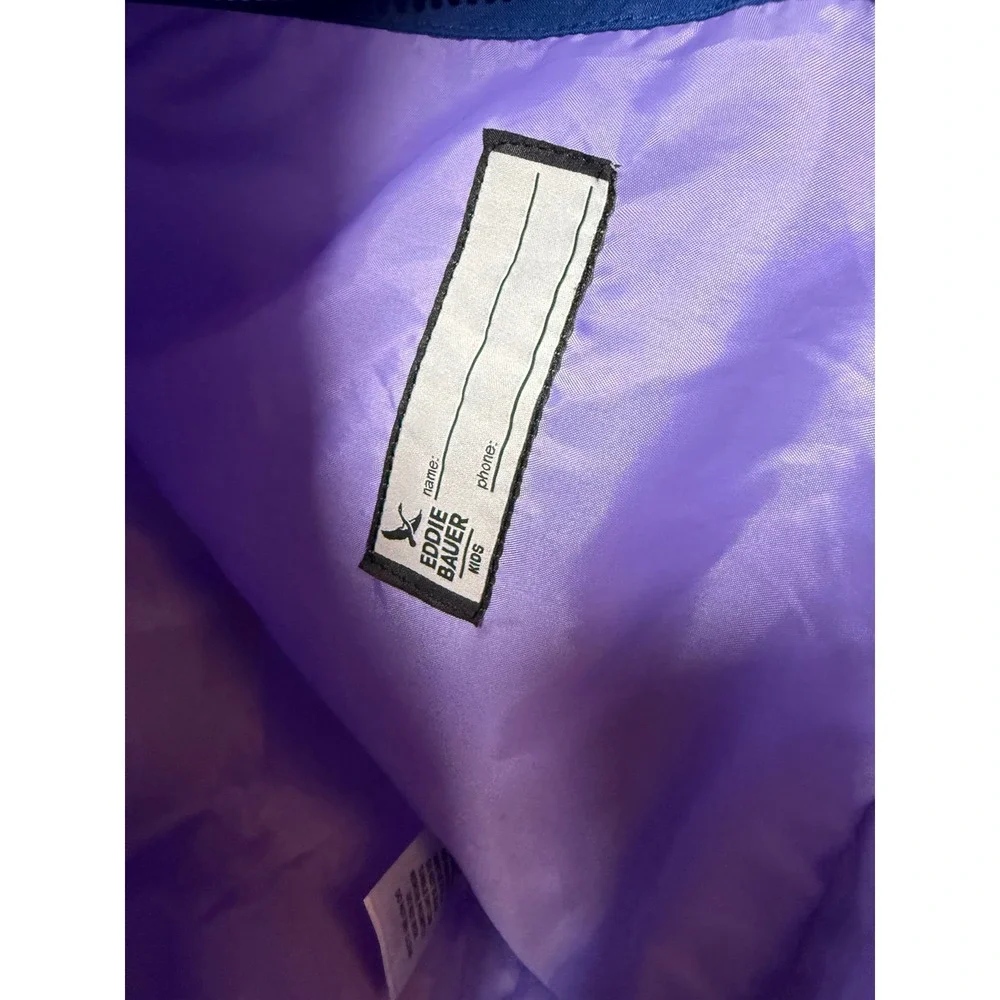 Eddie‎ Bauer Kids Blue Purple Colorblock Hooded Windbreaker Jacket L 14/16